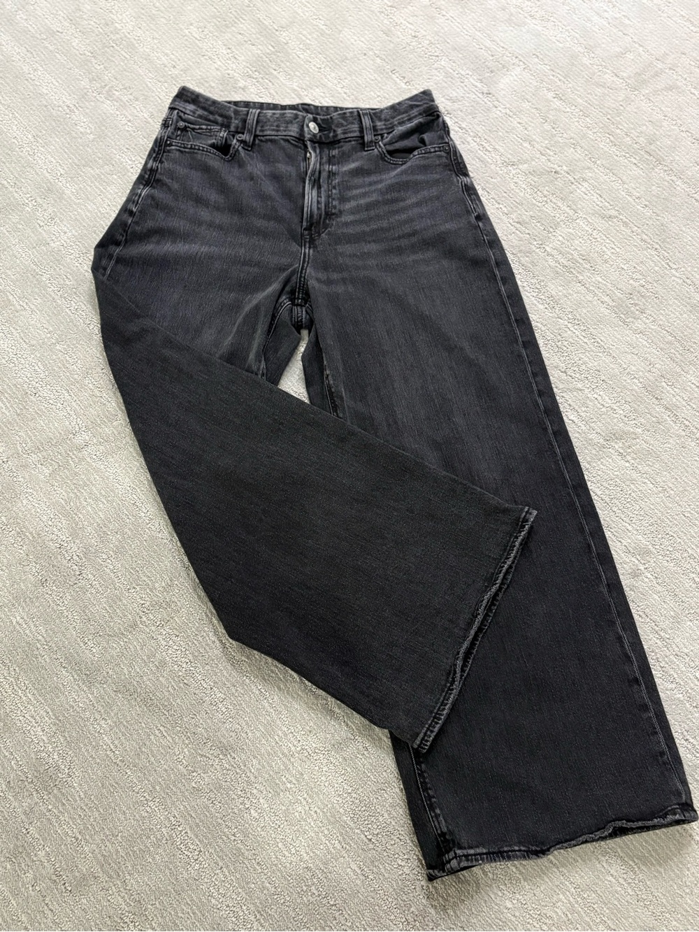 American Eagle Curvy Super High Rise Baggy Wide Leg Jeans Black Size 10 Reg Y2K